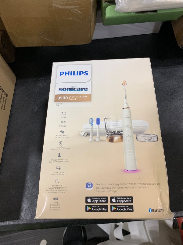 Photo 1 of Philips Sonicare DiamondClean Smart 9500 Electric Toothbrush, Sonic Toothbrush with App, Pressure Sensor, Brush Head Detection, 5 Brushing Modes and 3 Intensity Levels, Rosegold, Model HX9923/61