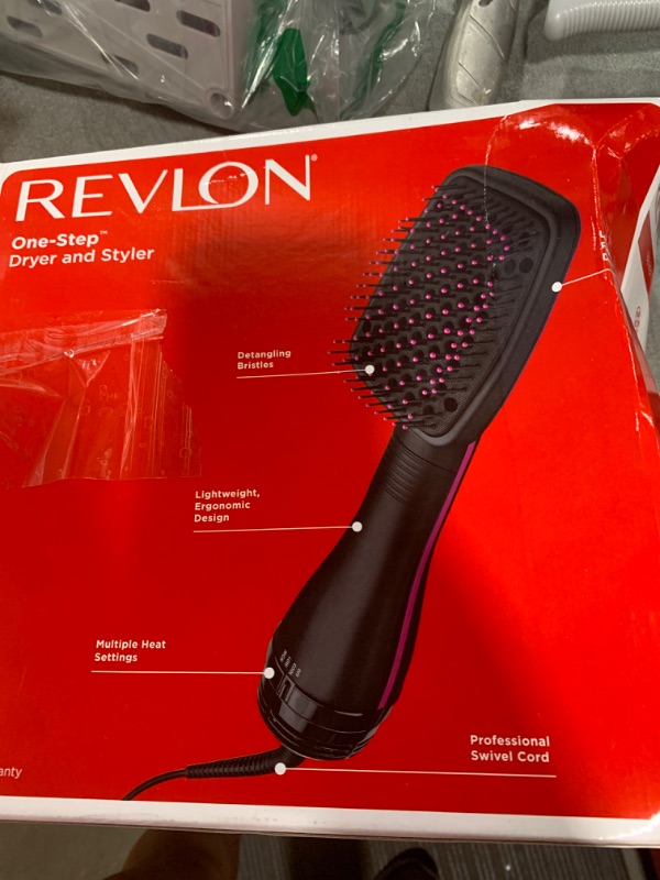 Photo 1 of REVLON One-Step Hair Dryer and Styler, All-in-One Detangling and Straightener Brush for Salon-Quality Smooth, Straight Hair, More Shine and Less Frizz, Black