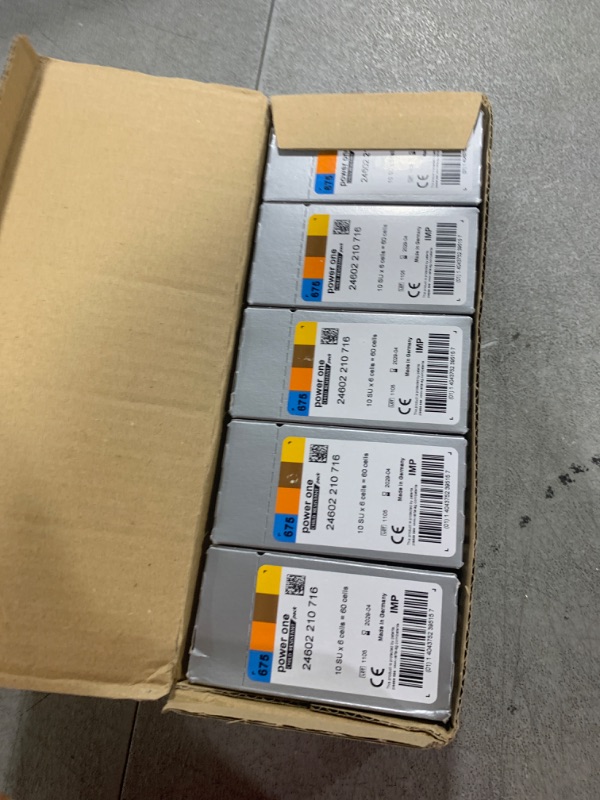 Photo 1 of PowerOne Cochlear Implant 675 Batteries. 5, 60-Packs, Total 300 Batteries