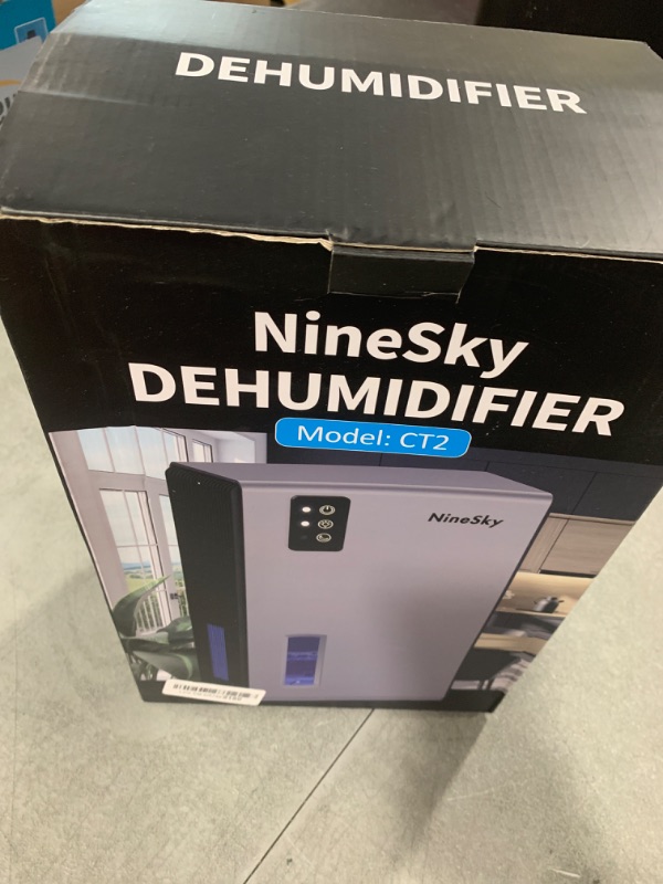 Photo 1 of NineSky Dehumidifier for Home, 95 OZ Water Tank, (1000 sq.ft) Dehumidifiers for Bathroom Bedroom Basement with Auto Shut Off,7 Colors LED Light (Gray)