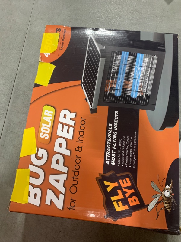 Photo 1 of Solar Bug Zapper Outdoor, Waterproof Mosquito Zapper Outdoor Solar Powered, 4500V Electric Bug Zapper Indoor w/Smart Light Sensor, Mosquito Trap Fly Zapper for Patio Kitchen Garage Yard Camping