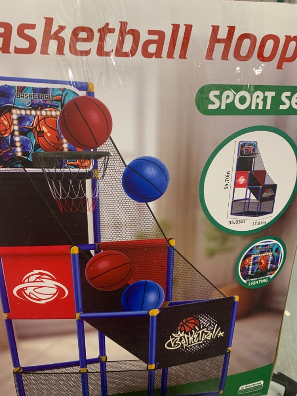 Photo 1 of Kids Arcade Basketball Hoop with 4 Balls , Indoor Outdoor Single Shot Basketball Game for Toddler,Carnival Games Sport Toys Gifts for Boys Girls Ages 3-8 Years Old,Ideal for Competition,Pump Included
