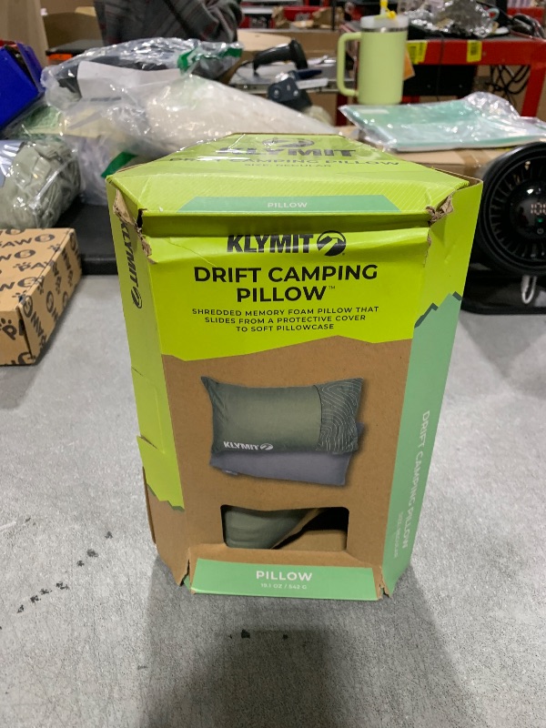 Photo 1 of Klymit Drift Camping Pillow, Shredded Memory Foam Travel Pillow with Reversible Cover for Outdoor Use, Green, Regular