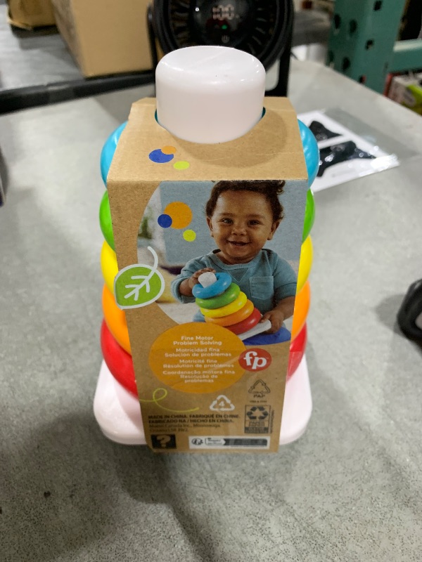 Photo 1 of Fisher-Price Baby Stacking Toy Rock-A-Stack Rings with Roly-Poly Base for Ages 6+ Months, Made with Plant-Based Materials