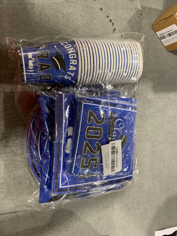 Photo 1 of OHOME Graduation Decorations 2025 - Graduation Decorations Class of 2025 - Serve 24 - Blue Plates Tablecloth Napkins Cups - Graduation Party Favors Supplies