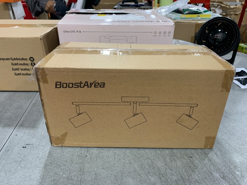 Photo 1 of BoostArea Track Lighting Fixtures Ceiling, 3 Way Track Lighting Kit, LED Track Lighting with Rotatable Light Heads, Modern Ceiling Spot Lighting for Kitchen/Bedroom/Living Room, GU10 Bulb Not Included