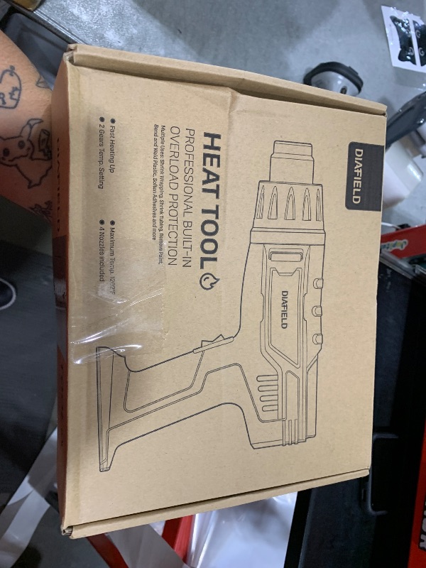 Photo 1 of DIAFIELD 1850W Heat Gun, Dual Temperature Settings, AUTOXEL Fast Heat Hot Air Gun, Durable& Overload Protection, with 4 Nozzles for Shrink Wrap, Vinyl, Crafts, Epoxy Resin