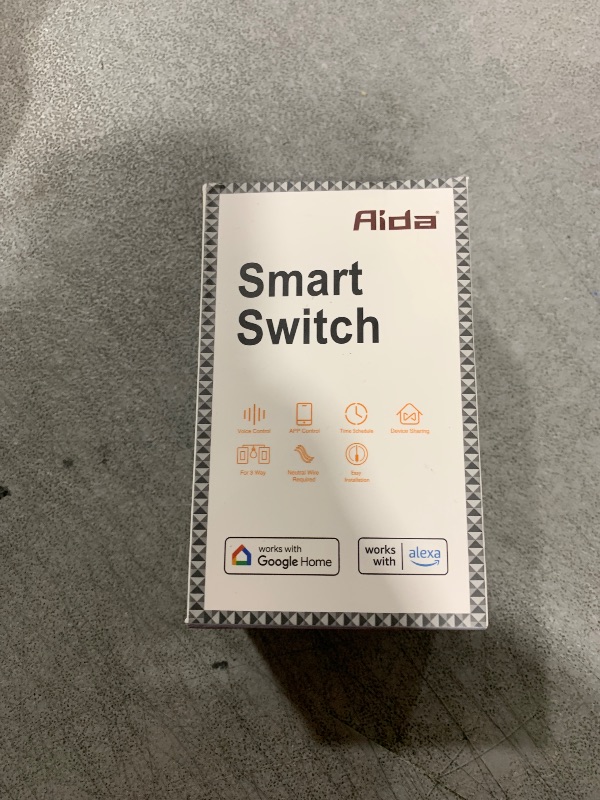 Photo 1 of AIDA Smart Light Switch, 3 Way WiFi Smart Switch, Compatible with Alexa and Google Home, Neutral Wire Required, 2.4Ghz WiFi Switch for LED, CFL, Incandescent Bulbs, No Hub Required, White, 1 Pack
