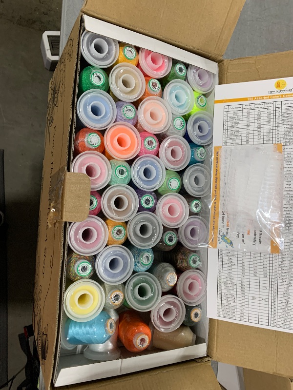 Photo 1 of New brothread Embroidery Machine Thread Mega Kit 150 Colors Compatible with Brother & Janome Polyester Embroidery Thread 40WT 1000M/1100YD Each Spool for Home-Used & Commercial Embroidery Machines