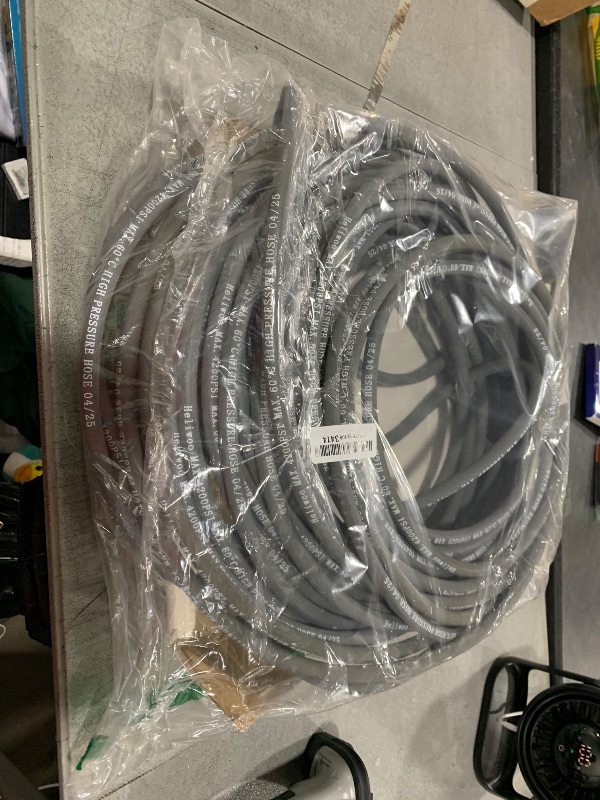 Photo 1 of Heliwoo Pressure Washer Hose 100ft 4200PSI with 3/8 Quick Connect, 1/4 Commercial Grade Steel Wire Braided Kink Resistant Power Washer Extension Hose, Flexible Replacement Hose Adapter Set