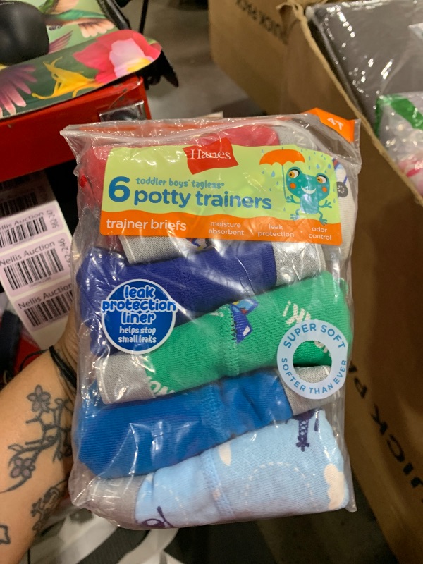 Photo 1 of Hanes Boys' Potty Trainer Underwear, Boxer Available, 6-Pack, Briefs-Blue/Print Assorted-6 Pack, 4T