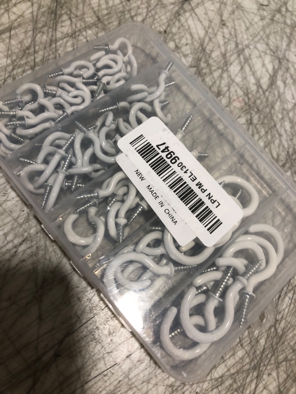 Photo 1 of Romeda 90 Pcs White Ceiling Hooks kit, 6 Sizes Vinyl Coated Screw-in Plant, Kitchen, Cup, Ceiling Hooks for Hanging (1/2in, 5/8in,3/4in,7/8in,1'',1-1/4in)