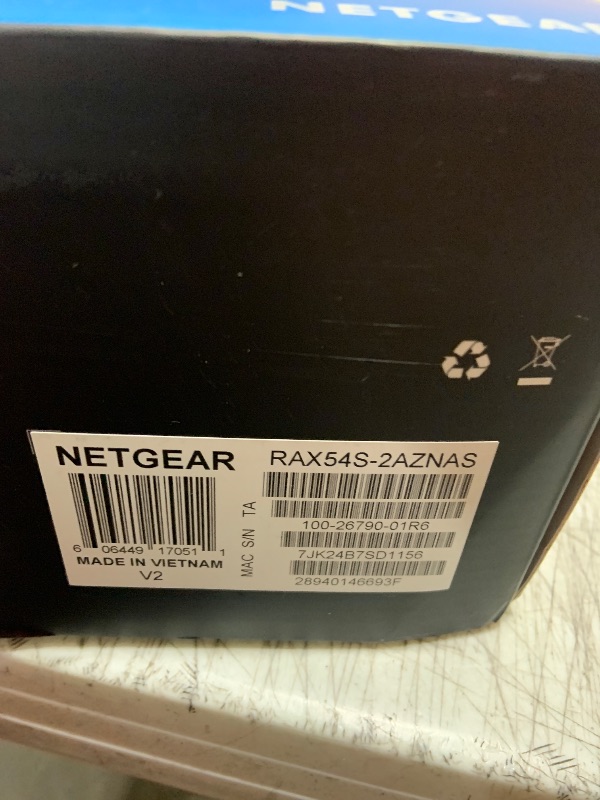 Photo 1 of NETGEAR Nighthawk 6-Stream Dual-Band WiFi 6 Router (RAX54S) – Security Features, AX5400 Wireless Speed, Up to 5.4 Gbps, Covers up to 2,500 sq. ft., 25 Devices - 1-Year Armor Subscription Included