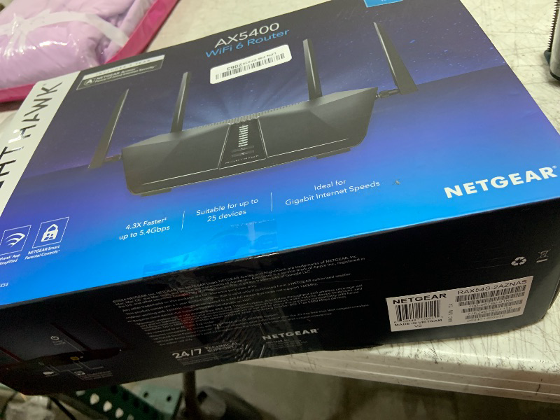 Photo 1 of NETGEAR Nighthawk 6-Stream Dual-Band WiFi 6 Router (RAX54S) – Security Features, AX5400 Wireless Speed, Up to 5.4 Gbps, Covers up to 2,500 sq. ft., 25 Devices - 1-Year Armor Subscription Included