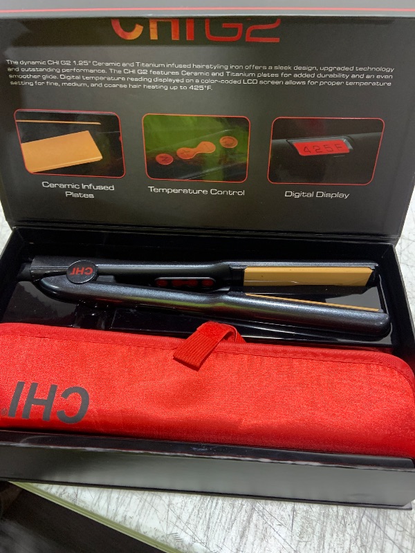 Photo 1 of CHI G2 Flat Iron, Hair Straightener For A Smooth Finish, Ceramic Heater For 40 Second Heat Up, Durable Design, 1.25" Iron