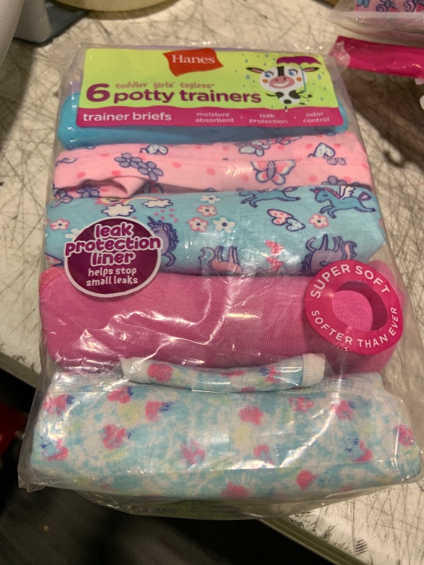 Photo 1 of Hanes Girls Toddler Potty Trainer Briefs, 6-pack Underwear, Assorted, 2-3 US