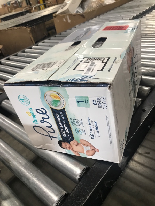Photo 1 of Pampers Pure Protection Baby Diapers, Size 1 (8-14 lbs), 82 Count, Up to 100% Leakproof, Premium Plant-based Skin Protection, Hypoallergenic Soft Diapers