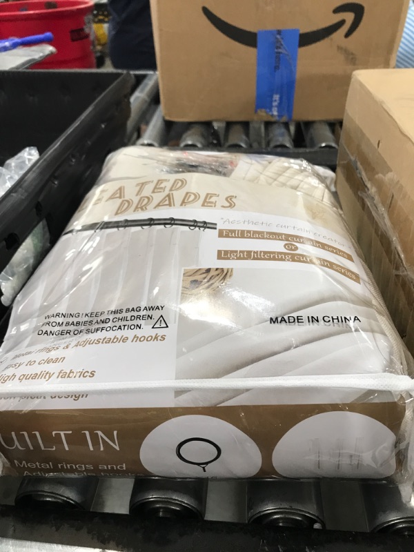 Photo 1 of PleatedDrapes 86 Inch Curtains 2 Panels Set, Elegant Farmhouse Cream Beige Thick Linen Light Filtering Sunroom Semi Sheer Curtains Back Tab for Bedroom Decor (40" W x 86" L Pinch Pleated Hooks&Rings)
