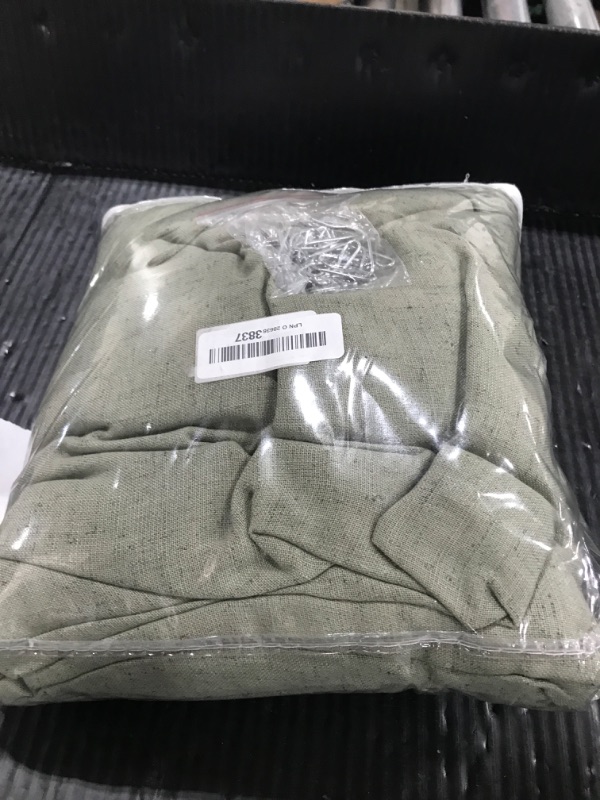 Photo 1 of Sage Green Pleated Linen Curtains 102 Inch Length 2 Panels for Living Room Dining Burlap Back Tab Light Green Sheer Linen Drapes Rustic Country Light Filtering Privacy Window Treatment 102 Inches Long