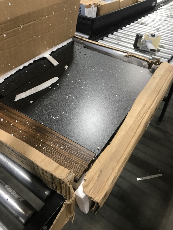 Photo 1 of Tribesigns Farmhouse Coffee Table Square LED Engineered Wood Low Coffee Table for Living Room Rustic Brown & Black