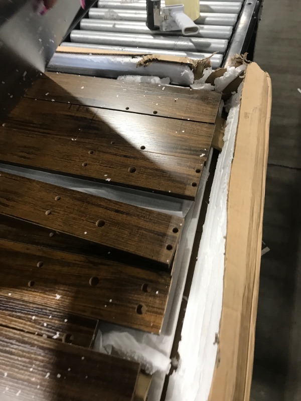 Photo 1 of Tribesigns Farmhouse Coffee Table Square LED Engineered Wood Low Coffee Table for Living Room Rustic Brown & Black
