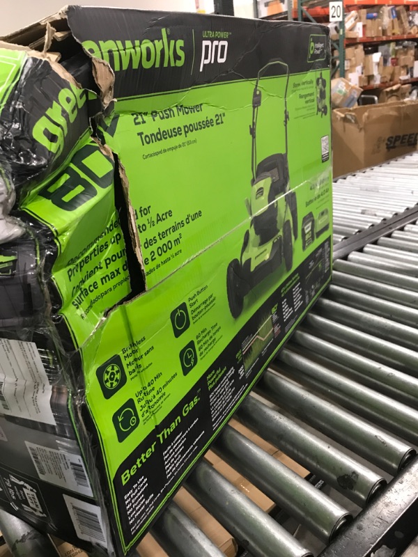 Photo 1 of Greenworks 80V 21" Brushless Cordless (Push) Lawn Mower (75+ Compatible Tools), 4.0Ah Battery and 60 Minute Rapid Charger Included
