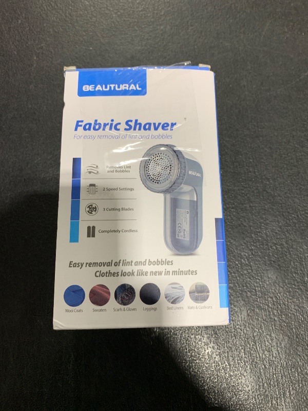 Photo 1 of BEAUTURAL Fabric Shaver and Lint Remover, Sweater Defuzzer with 2-Speeds, 2 Replaceable Stainless Steel Blades, Battery Operated, Remove Clothes Fuzz, Lint Balls, Pills, Bobbles Gray