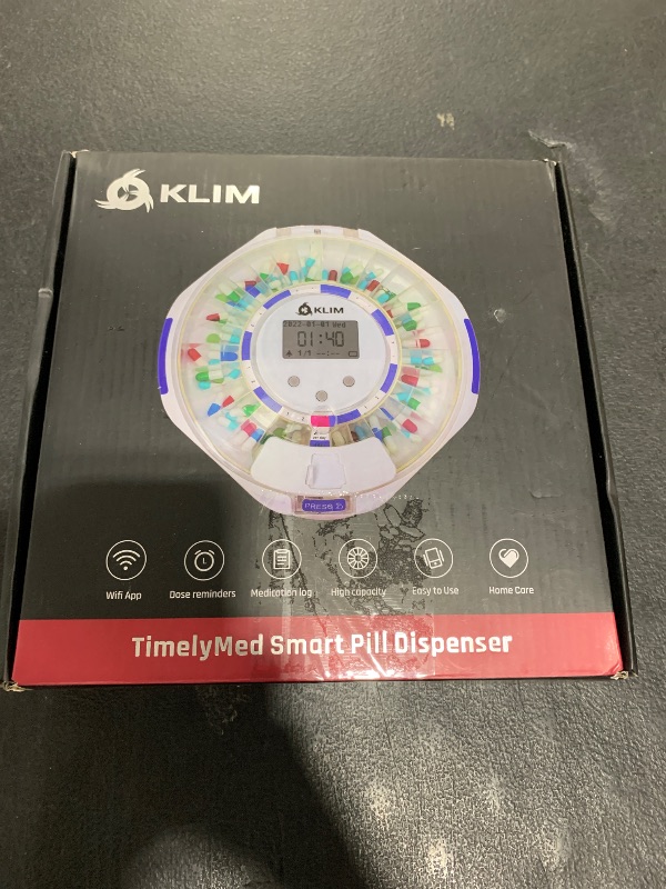 Photo 1 of KLIM Smart Pill Dispenser with Alarm - WiFi Monitoring App - 28-Day Automatic Medicine Dispenser for Elderly & Alzheimer’s Care - Lock Key - New Version