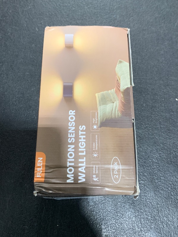 Photo 1 of FULEN Motion Sensor Wall Light with Remote Control 3 Colors Wireless Wall Lamp LED Indoor Up and Down Wall Sconce 5000mAh Rechargeable Battery Powered Wall Lamps Brightness Adjustable, Black 2 Pack