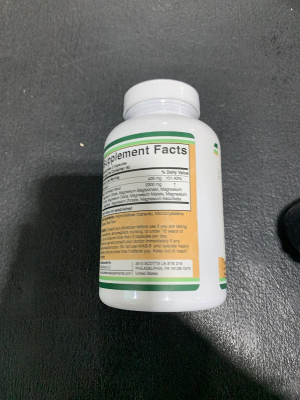Photo 1 of Magnesium Complex Supplement 180 Capsules (436mg Elemental Magnesium Provided by 2,300mg of Eight Different Forms of Magnesium) MAG-8 Provides 100% Daily Recommended Value of Magnesium by Double Wood