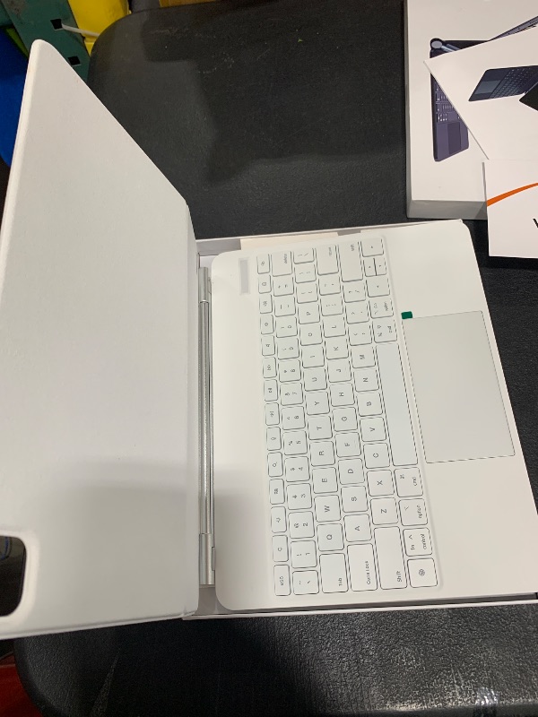 Photo 1 of CHESONA for ipad pro 13" case 2024 with Keyboard, Easy-Set Floating Cantilever Stand, Smart Trackpad, 7 Color Backlit with Battery Digital Display, Magnetic Keyboard for iPad Pro 13 (M4), White