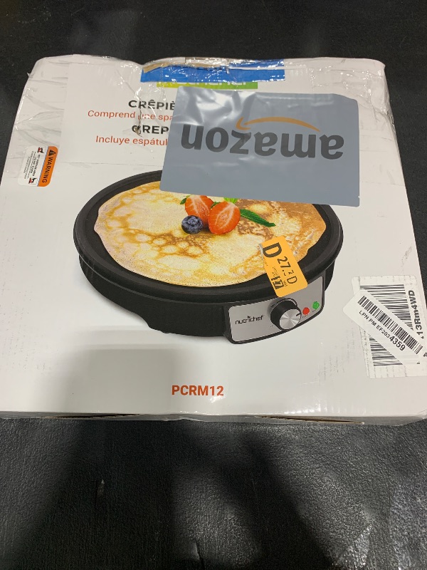 Photo 1 of Nutrichef Electric Crepe Maker & Griddle Cooktop - Nonstick 12 Inch Aluminum Hot Plate with LED Indicator Lights & Adjustable Temperature Control - Wooden Spatula & Batter Spreader Included