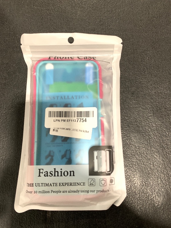 Photo 1 of Qinmay Phone Case for Samsung Galaxy A15 5G Case with HD Screen Protector, Heavy Duty Shockproof & Dropproof 3-Layer Cover Phone Case for Galaxy A15,Pink SkyBlue
