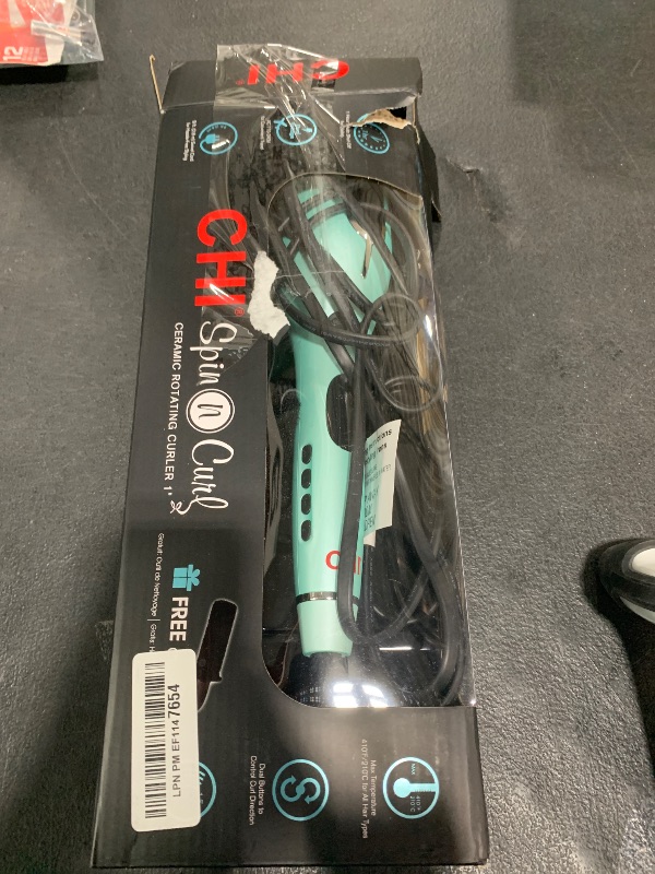 Photo 1 of CHI Spin N Curl, Curling Iron For Healthy & Shiny Effortless Curls & Waves, Provides Preset Temperature Settings For Each Hair Texture, Mint Green