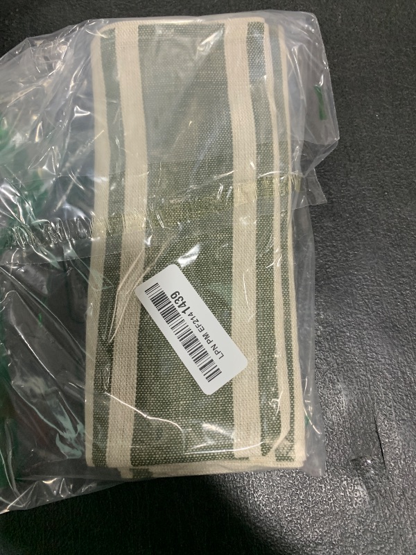 Photo 1 of LINENVIBE Pure Linen Kitchen Tea Towels - 100% Flax Linen Dish Towels 17 x 27 inch with Olive Green French Country Stripes - Flax Hand Towels - Set of 2