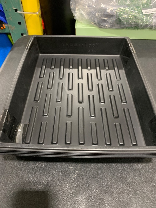Photo 1 of RooTrimmer Seed Starter Tray, 5 Packs Plant Tray, Durable Plastic Growing Trays, Stackable Seedling Starter Trays Perfect for Indoor, Outdoor, Greenhouses, 16.5" L x 13.2" W x 2.8" H - Black