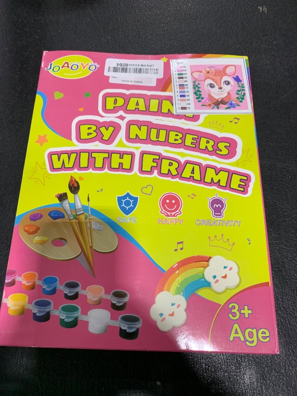 Photo 1 of JOAOYO Paint by Numbers for Kids Ages 8-12 Easy Acrylic Paint by Number Kits for Girls Boys Adults with Wooden Frame Oil Painting Kits for Kids Ages 4-8 Perfect for Gift Home Decoration (Deer)
