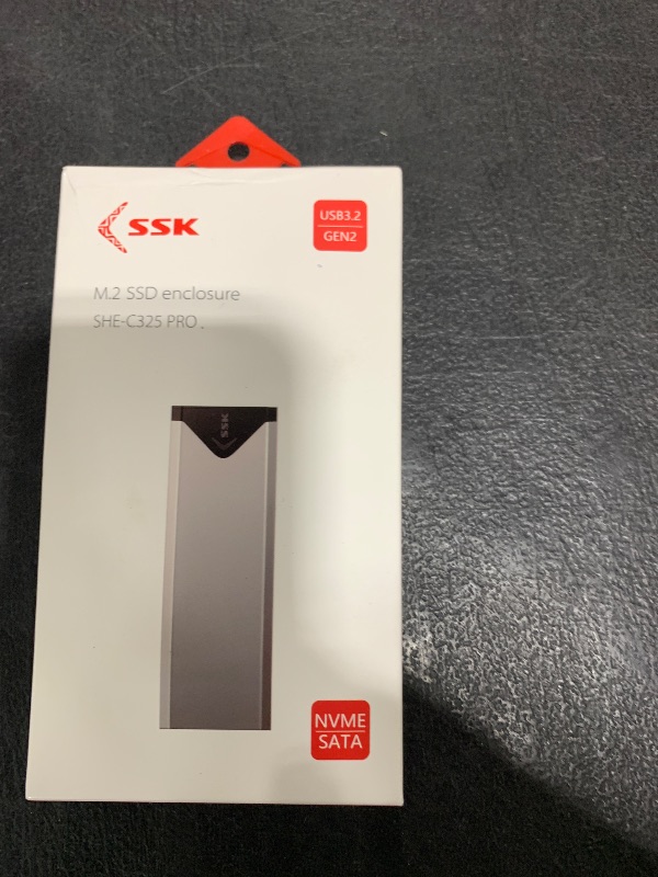 Photo 1 of SSK M.2 NVME SATA SSD Enclosure Adapter, USB 3.2 Gen 2 (10 Gbps) to NVME PCI-E SATA M-Key/(B+M) Key Solid State Drive External Enclosure Aluminum Support UASP Trim for SSDs 2242/2260/2280