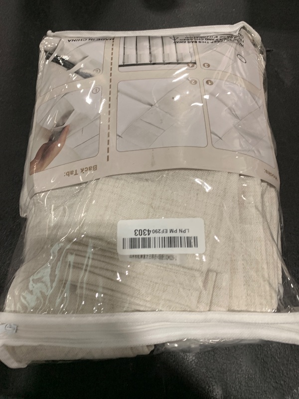 Photo 1 of PleatedDrapes Semi Sheer Curtains 90 Inches Long for Bedroom Light Filtering Beige Birch Textured Linen Blend Pleat Curtains 7-1/2 ft Length Hooks Rings&Back Tab for Sliding Glass Doors 2 Panels Set