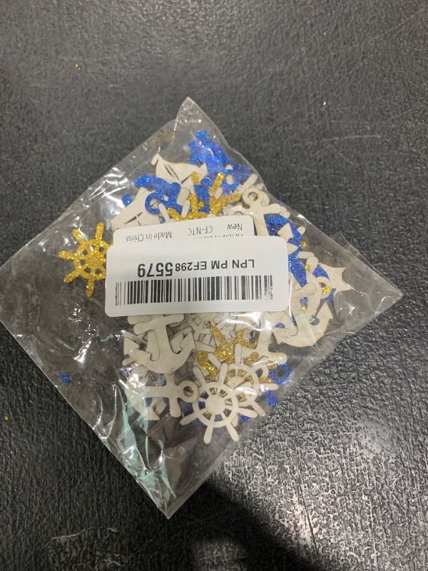 Photo 1 of Helewilk Nautical Confetti, Blue & Gold Glitter, Anchor Cutout, 120 Pieces, Perfect for Birthday, Baby Shower, Wedding, Bachelorette Parties