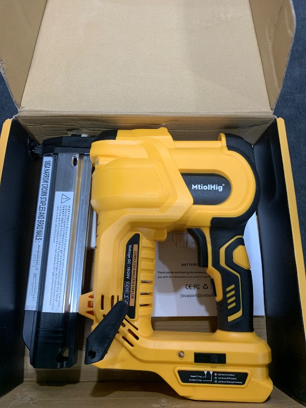 Photo 1 of Cordless 2" Brad Nailer for Dewalt 20V Battery (No Battery), 2-in-1 Electric Nail Gun/Staple Gun, 18 Gauge Nail Gun Battery Powered with 1000 Nails for Wood Carpentry, Adjustable Depth, 2 Modes