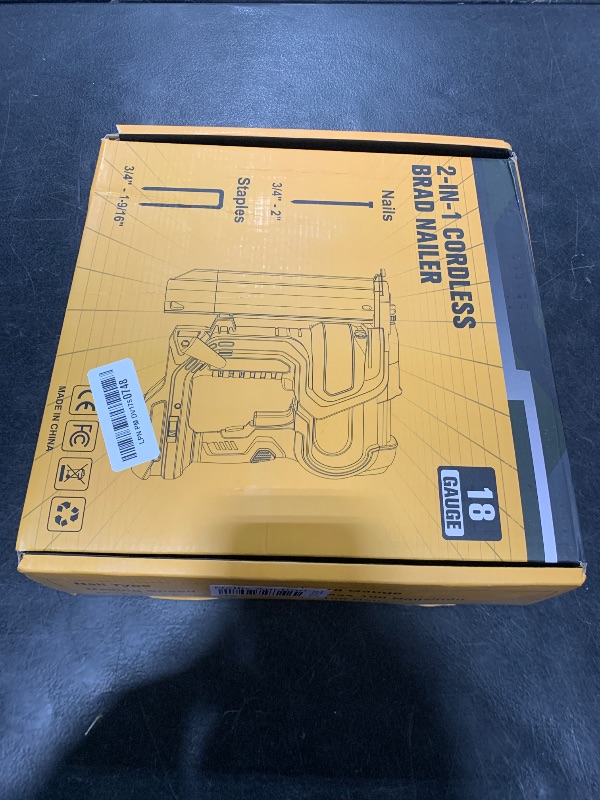 Photo 1 of Cordless 2" Brad Nailer for Dewalt 20V Battery (No Battery), 2-in-1 Electric Nail Gun/Staple Gun, 18 Gauge Nail Gun Battery Powered with 1000 Nails for Wood Carpentry, Adjustable Depth, 2 Modes
