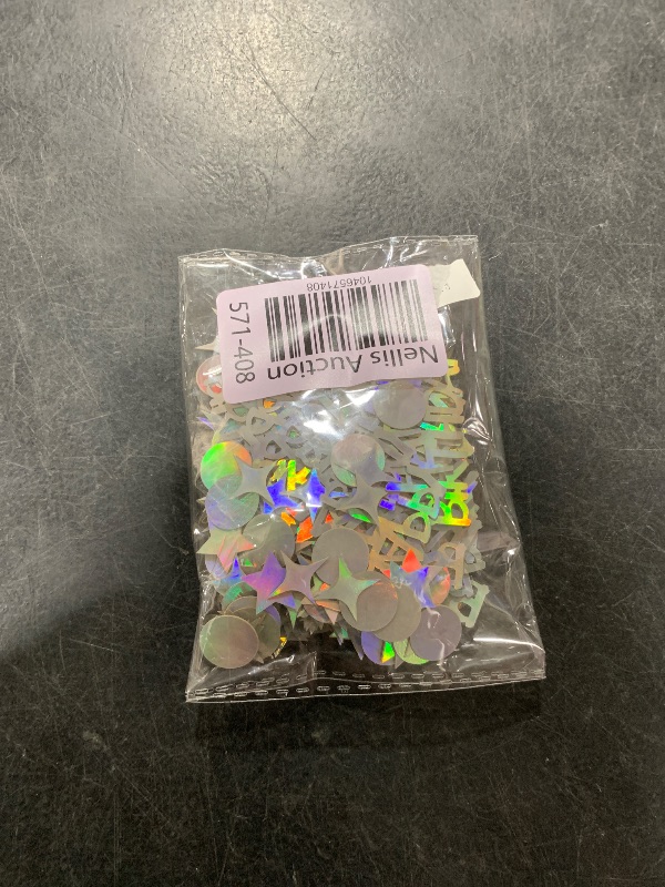 Photo 1 of 280pcs Happy Birthday Confetti, Iridescent Confetti Circle Star Letters Shape Table Scatter Confetti Confetti Birthday Decorations Party Confetti for DIY Arts Crafting Birthday Party