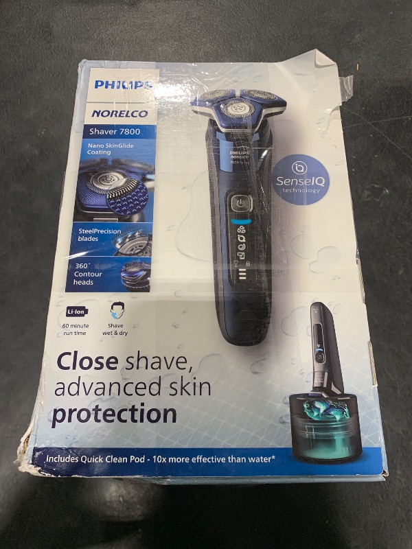 Photo 1 of Philips Norelco Shaver 7800, Rechargeable Wet & Dry Electric Shaver with SenseIQ Technology, Quick Clean Pod, Charging Stand, Travel Case and Pop-up Trimmer, S7885/85