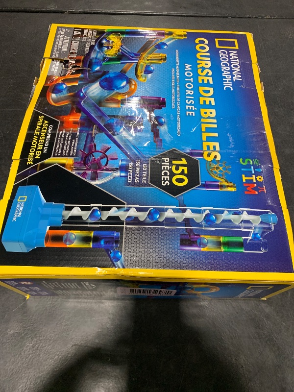 Photo 1 of National Geographic Marble Run with Motorized Elevator - 150-Piece Marble Maze Kit with Motorized Spiral Lift, 30 Marbles, Storage Bag & More, Perpetual Motion Machine, Marble Game, Kids Physics Toys
