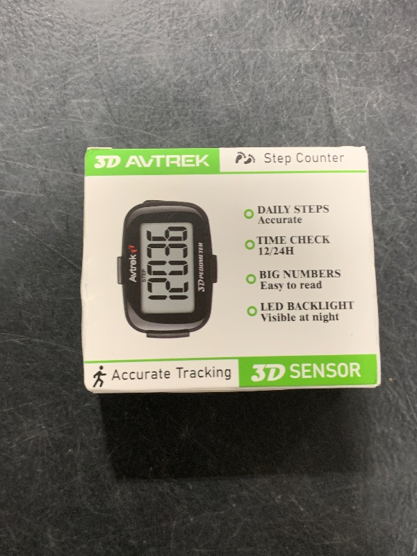 Photo 1 of AVTREK 3D Step Counter Clip On with LED Backlight Pocket Pedometer for Walking Outdoor Activities Fitness Tracker Without Smartphone (Black)