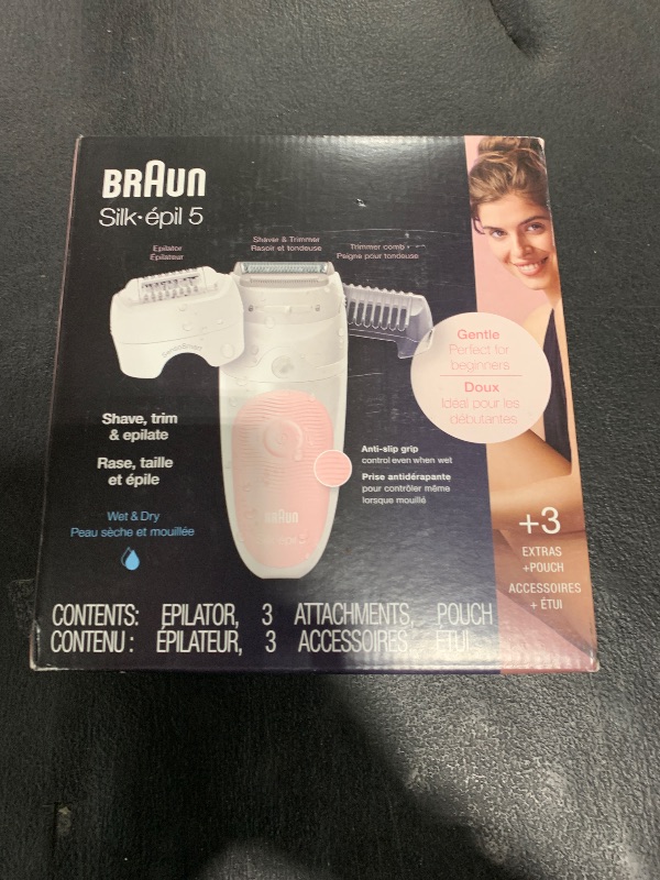 Photo 1 of Braun Epilator Silk-épil 5 5-620, Hair Removal Device, Epilator for Women, Shaver & Trimmer, Cordless, Rechargeable, Wet & Dry, 6 Piece Set
