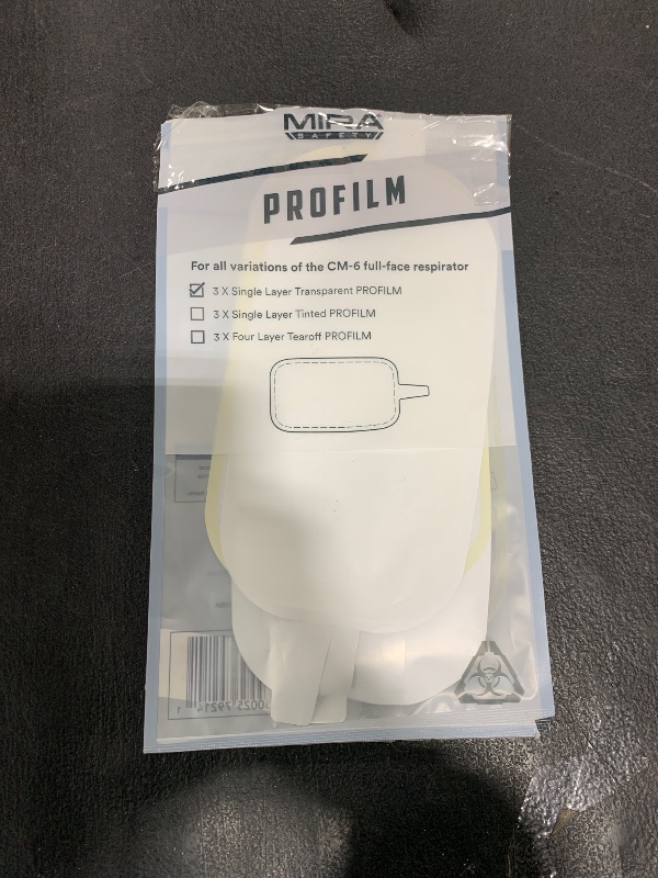 Photo 1 of MIRA SAFETY M PROFILM Peel Off Lens Cover Visor Protectors for Full Face Respirator (Single Clear)
