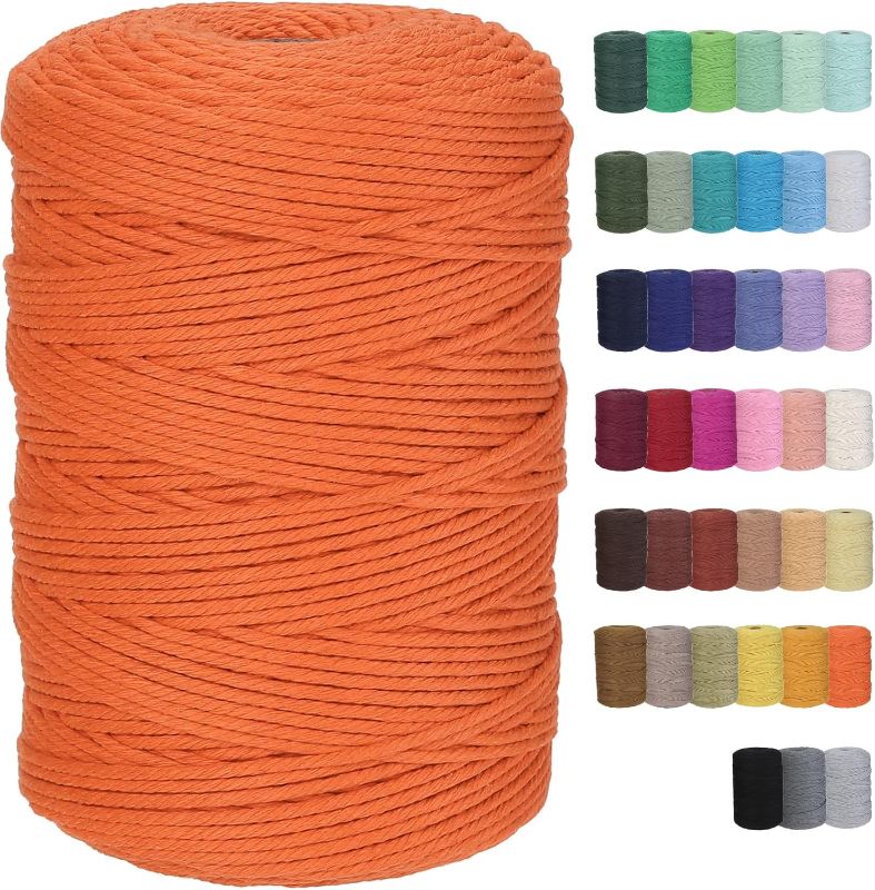 Photo 1 of Cotton Macrame Cord 3mm 328yards Natural Colored Macrame Supplies, Soft Craft Cotton Rope for Plant Hanger Wall Hanger Dreamcatcher (Mustard)