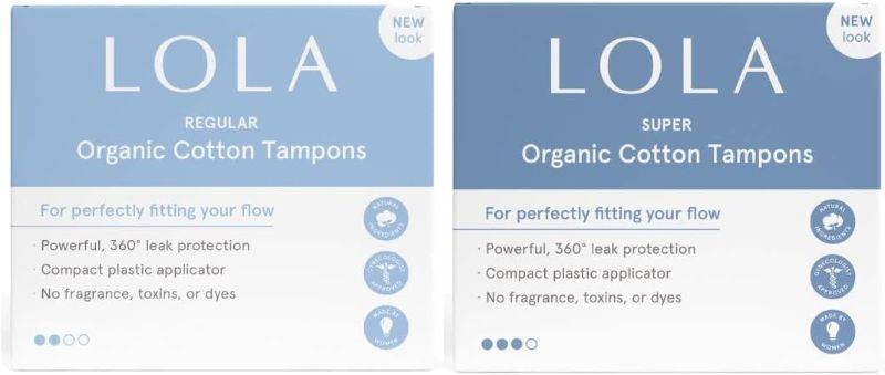 Photo 1 of LOLA Organic Cotton Tampons, 16ct - Tampons 8 Regular & 8 Super, Period Feminine Hygiene Products, HSA FSA Approved Products Feminine Care